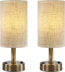 img 4 attached to 💡 USB Bedside Lamp Set: DEEPLITE Table Lamp with USB Charging Port & Bronze Metal Base – Ideal for Bedroom, Living Room