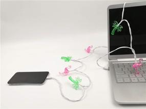 img 2 attached to 🎄 Веселый и праздничный USB-кабель для зарядки телефона с LED-рождественской подсветкой - WIND Фламинго и Кокосовое дерево USB Lightning кабель, совместимый с iPhone и iPad - 8 LED розового и зеленого цветов - 50 дюймов