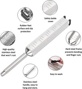 img 3 attached to Трехсторонний универсальный кухонный инструмент из нержавеющей стали с крышкой и щеткой для чистки – Лемон Зестер и терка для сыра 'To Encounter' – Подходит для посудомоечной машины, серебристый.