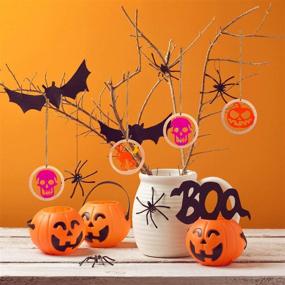 img 1 attached to 🎃 Spooky Halloween Wooden Crafts: 50-Piece Hanging Wood Ornaments for DIY Home Decor