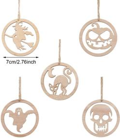 img 3 attached to 🎃 Spooky Halloween Wooden Crafts: 50-Piece Hanging Wood Ornaments for DIY Home Decor