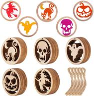 🎃 spooky halloween wooden crafts: 50-piece hanging wood ornaments for diy home decor logo