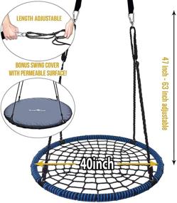 img 3 attached to 🕸️ High-capacity Royal Oak Spider Web Swing: 40" diameter, waterproof, sturdy steel frame, adjustable ropes, bonus flag set and 2 carabiners - Ensuring Non-Stop Fun for Kids!