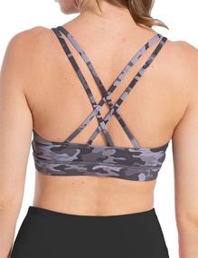 img 3 attached to OXZNO Women's Strappy Padded Sports Bras - Crisscross Back Tanks for Workout, Running, Yoga