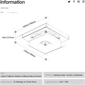 img 3 attached to 💡 Black Metal Ceiling Light with Acrylic Lampshade - 12W LED Flush Mount Square Ceiling Lamp for Bathroom, Aisle, Corridor, Balcony - 20cm