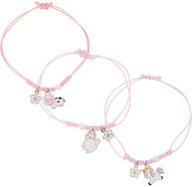 amosfun 3pcs best friends bracelets: friendship jewelry set with unicorn, cat, and cow charms - perfect for girls logo