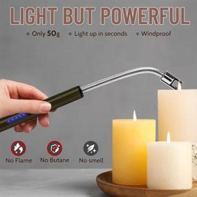 img 1 attached to 🔥 Boncas Flexible Arc Lighter USB Candle Lighter: Rechargeable, Windproof Long-Lasting Flame for Household, Camping, Cooking, BBQ - Olive Gray (Candle Not Included)