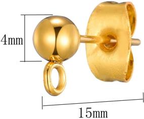 img 2 attached to Pack of 30 Gold Color Stainless Steel Solid Round Ball Post Stud Earrings with Loop - Ideal for Making Dangle Earrings and Jewelry