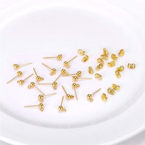 img 1 attached to Pack of 30 Gold Color Stainless Steel Solid Round Ball Post Stud Earrings with Loop - Ideal for Making Dangle Earrings and Jewelry