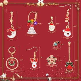 img 3 attached to 🔔 9 Pairs Christmas Earrings Set: Festive Holiday Dangle Earrings for Women & Girls - Trees, Bells, Socks, Santa, Reindeers, Snowflakes