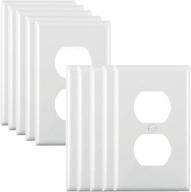 durable 10-pack duplex wall plate kit: heat-resistant pc material, white outlet covers - standard size light switch included логотип