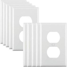 img 4 attached to Durable 10-Pack Duplex Wall Plate Kit: Heat-Resistant PC Material, White Outlet Covers - Standard Size Light Switch Included