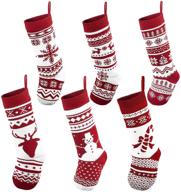 🧦 joyin 6 pack 18" knit christmas stockings: large rustic yarn xmas stockings for festive family holiday decorations логотип