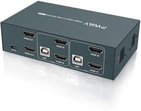 img 4 attached to 🖥️ GREATHTEK Коммутатор HDMI KVM с двумя мониторами: 2 порта с USB-хабом 2.0, UHD 4K@30Hz YUV4:4:4, переключение горячих клавиш и питание через USB - Поставляется полностью с кабелями