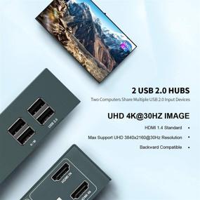 img 3 attached to 🖥️ GREATHTEK Коммутатор HDMI KVM с двумя мониторами: 2 порта с USB-хабом 2.0, UHD 4K@30Hz YUV4:4:4, переключение горячих клавиш и питание через USB - Поставляется полностью с кабелями