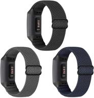 🔗 adjustable elastic nylon braided bands for fitbit charge 4/charge 4 se/charge 3/charge 3 se – breathable stretchy sports loop replacement wristband for men and women logo