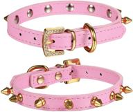 🐾 lovpe golden spiked studded leather collar with rhinestone buckle: stylish accessory for small dogs and cats logo