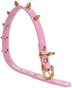 img 2 attached to 🐾 LOVPE Golden Spiked Studded Leather Collar with Rhinestone Buckle: Stylish Accessory for Small Dogs and Cats