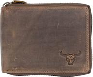 🐂 authentic leather wallet with bulls skull design logo