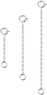 enhance your jewelry collection with 3 pcs sterling silver necklace extenders - durable & stylish extensions for women (1 2 3 inch, silver) logo