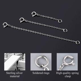 img 1 attached to Enhance Your Jewelry Collection with 3 Pcs Sterling Silver Necklace Extenders - Durable & Stylish Extensions for Women (1 2 3 Inch, Silver)