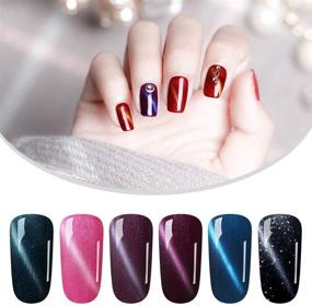 img 2 attached to 💅 CLAVUZ Magnetic Gel Nail Polish Set: 6pcs Soak Off UV LED Lacquer Manicure Nail Art Kits with Free Magnet Sticks