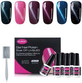 img 4 attached to 💅 CLAVUZ Magnetic Gel Nail Polish Set: 6pcs Soak Off UV LED Lacquer Manicure Nail Art Kits with Free Magnet Sticks