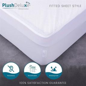 img 1 attached to 💧 PlushDeluxe Queen Size Waterproof Mattress Protector with Breathable & Soft Cotton Terry Surface
