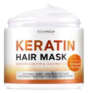 💆 revive and restore: keratin & biotin hair mask for dry, damaged, color treated & curly hair - deep conditioning treatment with d-panthenol & coconut oil - natural repair & conditioning - 10 oz logo