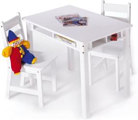 img 1 attached to 🪑 Lipper International Child's Rectangular Table with Shelves and 2 Chairs, White: Reliable and Functional Furniture Set for Kids