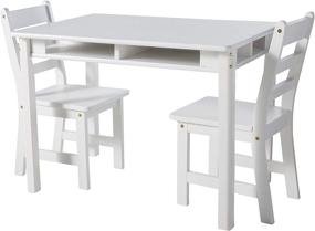 img 4 attached to 🪑 Lipper International Child's Rectangular Table with Shelves and 2 Chairs, White: Reliable and Functional Furniture Set for Kids