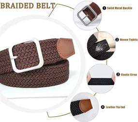 img 3 attached to 👔 Elastic Braided Stretch Woven Men's Belts: WYuZe Accessories