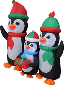 img 2 attached to 🐧 Lighted Christmas Inflatable Penguins Family - 5 Foot Tall, LED Lights, Indoor/Outdoor, Holiday Blowup Lawn Inflatables for Home, Family Party Decor, Yard Decoration with Gift Box
