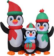 🐧 lighted christmas inflatable penguins family - 5 foot tall, led lights, indoor/outdoor, holiday blowup lawn inflatables for home, family party decor, yard decoration with gift box logo