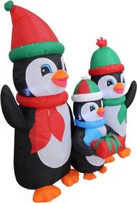 img 1 attached to 🐧 Lighted Christmas Inflatable Penguins Family - 5 Foot Tall, LED Lights, Indoor/Outdoor, Holiday Blowup Lawn Inflatables for Home, Family Party Decor, Yard Decoration with Gift Box