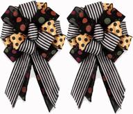 2 extra large halloween tree topper bows, 23x11inch wreath bow - black white plaid with gold orange dot holiday decorative bows for halloween party home decoration logo