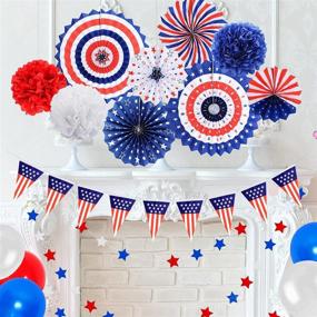 img 3 attached to 🎉 Celebrate Independence: 4th of July Patriotic Party Decorations Set, includes Paper Fans, Balloons, Streamers, Pom Poms, Flag Pennants - Perfect for Memorial and Veterans Day Celebrations!