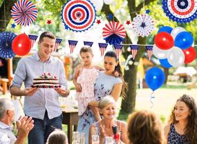 img 2 attached to 🎉 Celebrate Independence: 4th of July Patriotic Party Decorations Set, includes Paper Fans, Balloons, Streamers, Pom Poms, Flag Pennants - Perfect for Memorial and Veterans Day Celebrations!