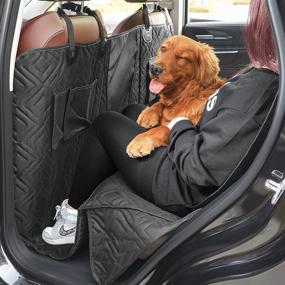 img 3 attached to 🐾 FEANDREA Dog Car Seat Cover: Back Seat Trunk Protector with Mesh Window, Pockets, Anti-Slip Bottom - Water-Resistant, Black UPDS091B01