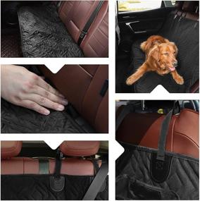 img 1 attached to 🐾 FEANDREA Dog Car Seat Cover: Back Seat Trunk Protector with Mesh Window, Pockets, Anti-Slip Bottom - Water-Resistant, Black UPDS091B01