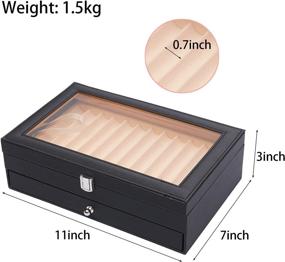 img 2 attached to 🖋️ Premium Leather Pen Display Box: Elegant Flannel Organizer Case with Glass Lid and Window - Store, Showcase and Organize Your 24-Piece Pen Collection