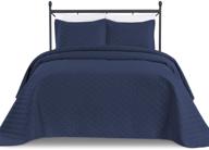 🛏️ navy blue king/california king oversized quilted bedspread coverlet set - basic choice 3-piece logo