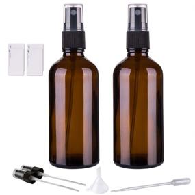 img 4 attached to 🌿 2-Pack of 4oz Empty Small Fine Mist Spray Bottles, Ideal for Essential Oils - Amber Glass Spray Bottles
