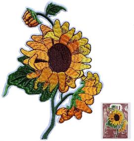 img 4 attached to 🌻 Vintage Boho Sunflower Patch: Retro Granny Chic Embroidered Badge, Iron-on Applique Emblem - New Arrival