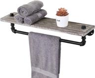 🔥 rustic torched wood wall shelf and towel bar combo with industrial pipe accent logo