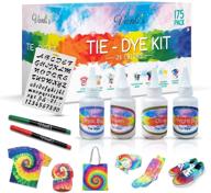 vibrant 26 colors tie dye kit for all ages: includes fabric markers, stencil, party supplies with aprons, gloves, rubber bands and table covers logo