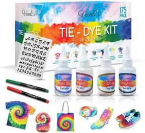 img 4 attached to Vibrant 26 Colors Tie Dye Kit for All Ages: Includes Fabric Markers, Stencil, Party Supplies with Aprons, Gloves, Rubber Bands and Table Covers