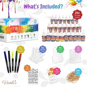 img 3 attached to Vibrant 26 Colors Tie Dye Kit for All Ages: Includes Fabric Markers, Stencil, Party Supplies with Aprons, Gloves, Rubber Bands and Table Covers
