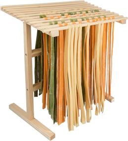 img 4 attached to 🍝 Cucina Pro Pasta Drying Rack - Natural Wood Construction Stand with Handles: 12 Feet of Noodle Drying Space, Foldable Storage