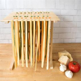 img 3 attached to 🍝 Cucina Pro Pasta Drying Rack - Natural Wood Construction Stand with Handles: 12 Feet of Noodle Drying Space, Foldable Storage